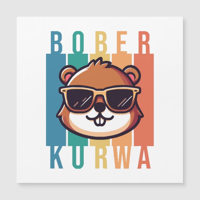 Biber mit Sonnenbrille Magnetkarte (Vorderseite)