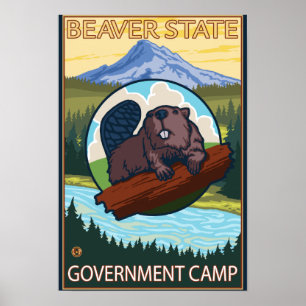 Biber & Mt. Hood - Government Camp, Oregon Poster