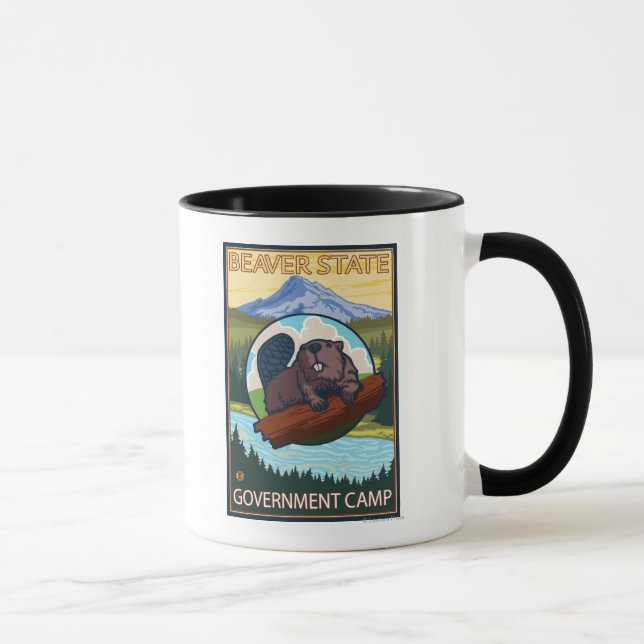 Biber & Mt. Hood - Government Camp, Oregon Tasse (Rechts)