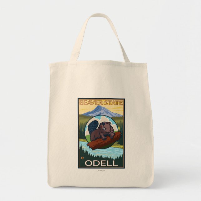 Biber & Mt. Hood - Odell, Oregon Tragetasche (Vorne)