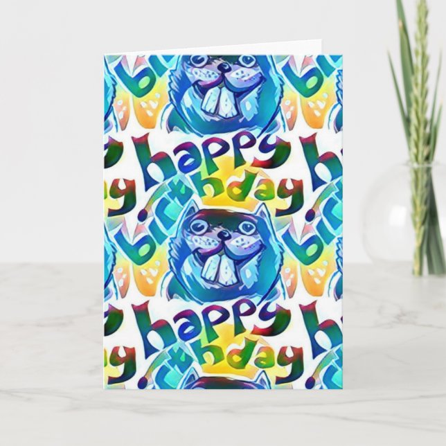 Biber sagen glücklichen Geburtstag Karte (Vorderseite)