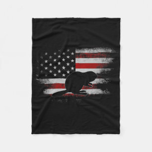 Biber-Tiere 4. Juli US-Flagge Amerika Vintage Fleecedecke