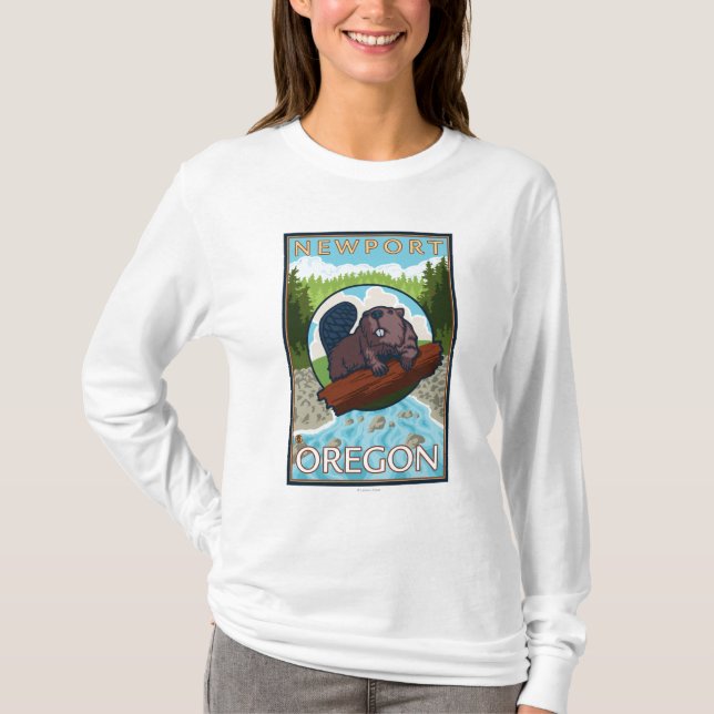 Biber u. Fluss- Newport, Oregon T-Shirt (Vorderseite)