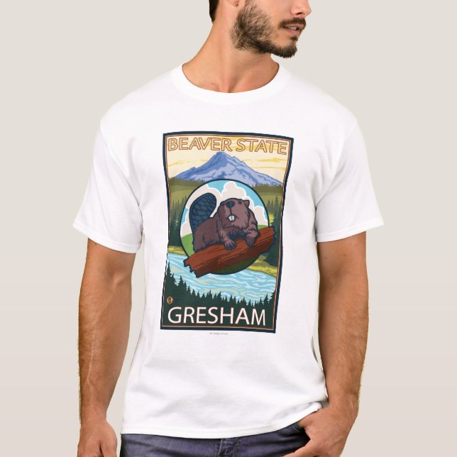 Biber u. Mt.-Haube - Gresham, Oregon T-Shirt (Vorderseite)