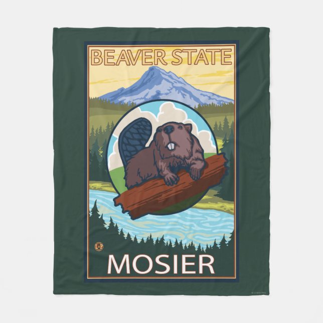Biber u. Mt.-Haube - Mosier, Oregon Fleecedecke (Vorderseite)