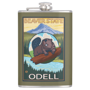 Biber u. Mt.-Haube - Odell, Oregon Flachmann