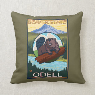 Biber u. Mt.-Haube - Odell, Oregon Kissen