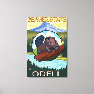 Biber u. Mt.-Haube - Odell, Oregon Leinwanddruck