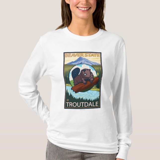 Biber u. Mt.-Haube - Troutdale, Oregon T-Shirt (Vorderseite)