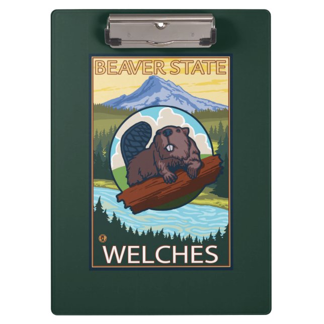 Biber u. Mt.-Haube - Welches, Oregon Klemmbrett (Vorderseite)