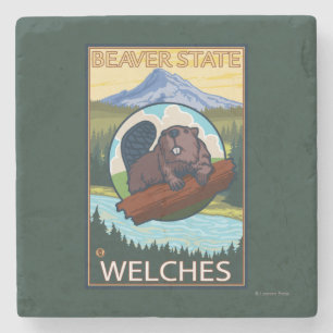 Biber u. Mt.-Haube - Welches, Oregon Steinuntersetzer