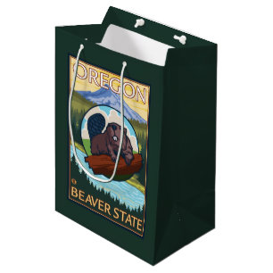 Biber-und Berg-Hauben-Szenen-Vintage Reise Mittlere Geschenktüte