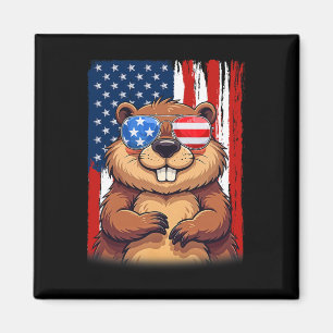 Biber USA Flagge Patriotischer Biber 4. JU Magnet