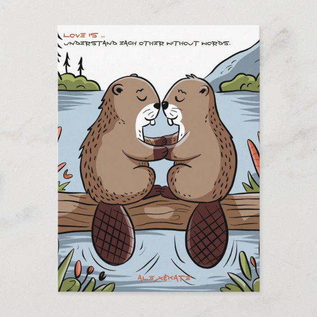 Biber-Valentinstag Postkarte (Vorderseite)