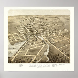 Biber-Verdammung, panoramische Karte WI - 1867 Poster