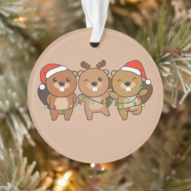Biber Weihnachten Tiere Niedliche Biber Orgel Ornament (Baum)
