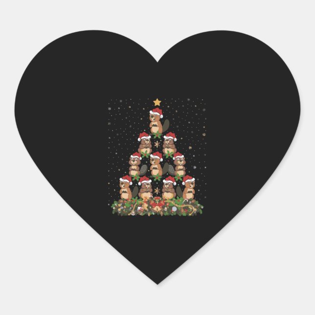 Biber Weihnachtsbaum Geschenk Weihnachtsbiber Herz-Aufkleber (Vorderseite)