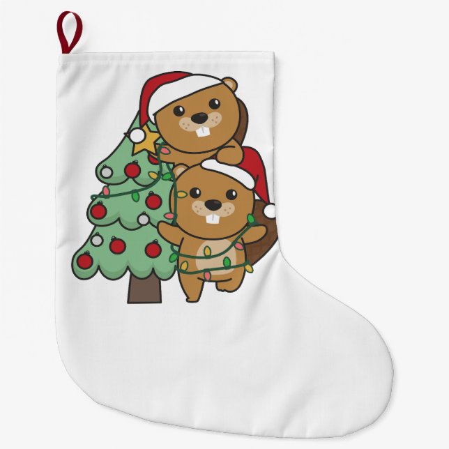Biber Weihnachtsbaum Weihnachtstiere Tiere Biber Großer Weihnachtsstrumpf (Vorderseite)