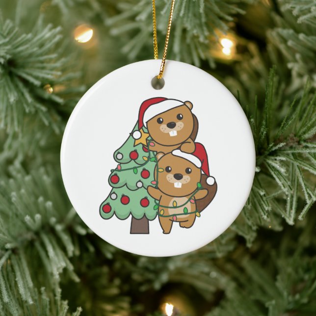 Biber Weihnachtsbaum Weihnachtstiere Tiere Biber Keramik Ornament (Baum)