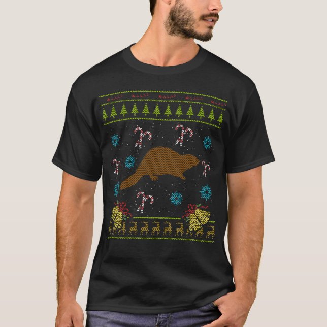 Biber-Weihnachtshässliche T-Shirt (Vorderseite)