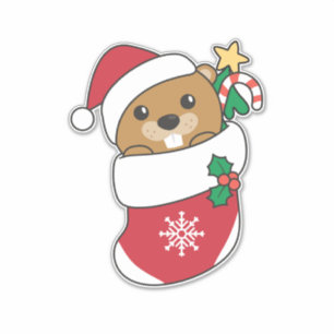 Biber Weihnachtsschnee Wintertiere Biber Aufkleber