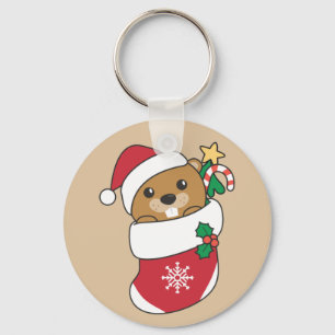 Biber Weihnachtsschnee Wintertiere Biber Keycha Schlüsselanhänger