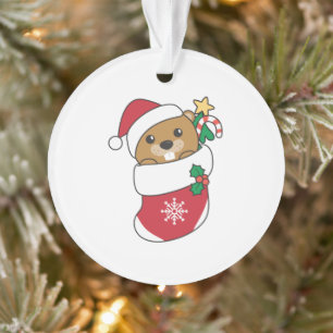 Biber Weihnachtsschnee Wintertiere Biber Ornament