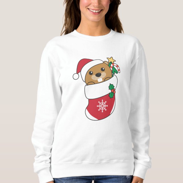 Biber Weihnachtsschnee Wintertiere Biber Sweatshirt (Vorderseite)