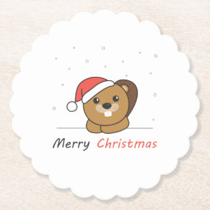 Biber Weihnachtsschnee Wintertiere Biber Untersetzer