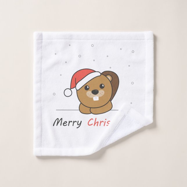 Biber Weihnachtsschnee Wintertiere Biber Waschlappen (Waschlappen)