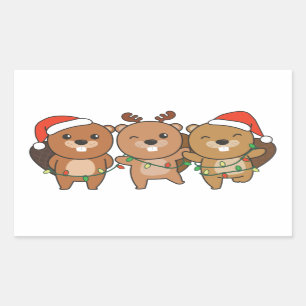 Biber Weihnachtstiere Niedliche Biber Squ Rechteckiger Aufkleber