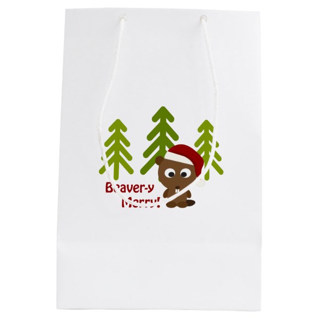 Biber-y Merry! Weihnachtsbär Mittlere Geschenktüte (Rückseite)