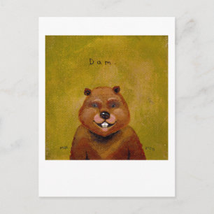 Biberkunst Original-Malerei leicht abgedroschener  Postkarte