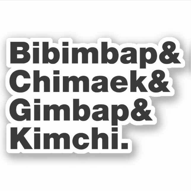 Bibimbap & Chimaek & Gimbap & Kimchi. Koreanische  Aufkleber (Vorderseite)
