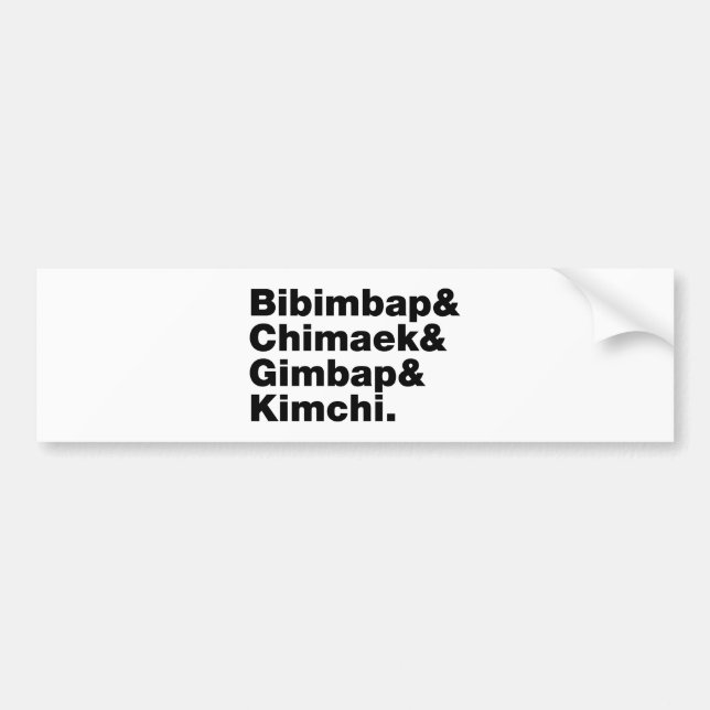 Bibimbap & Chimaek & Gimbap & Kimchi. Koreanische  Autoaufkleber (Vorne)