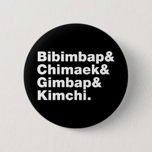 Bibimbap & Chimaek & Gimbap & Kimchi. Koreanische  Button