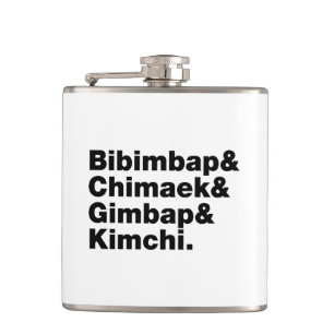 Bibimbap & Chimaek & Gimbap & Kimchi. Koreanische Flachmann