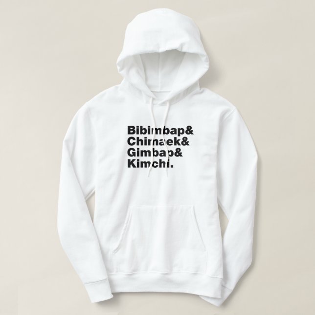 Bibimbap & Chimaek & Gimbap & Kimchi. Koreanische  Hoodie (Design vorne)