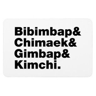 Bibimbap & Chimaek & Gimbap & Kimchi. Koreanische  Magnet