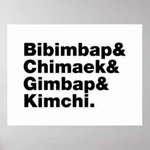 Bibimbap & Chimaek & Gimbap & Kimchi. Koreanische  Poster