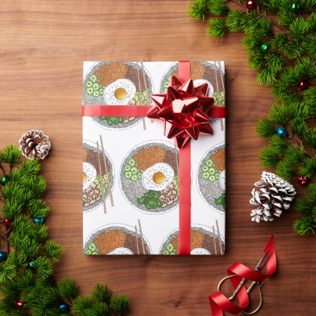 Bibimbap Korean Food Cooking Cuisine Rice Egg Dish Geschenkpapier (Feiertagsgeschenk)