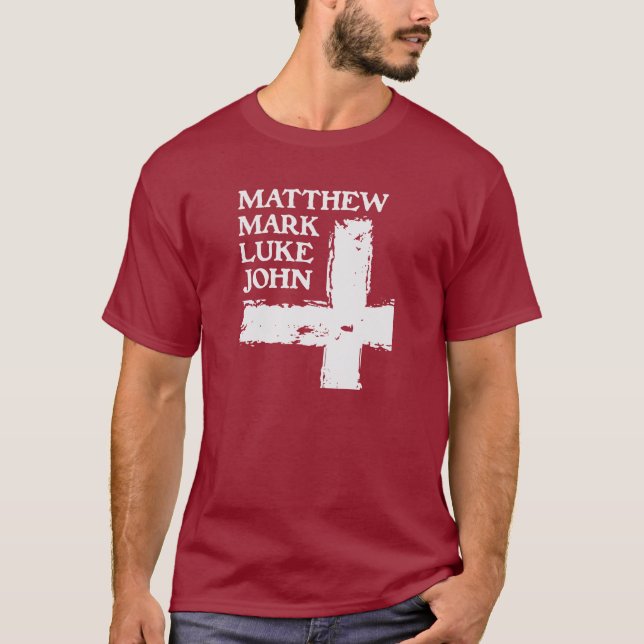 BIBLE - 4 GOSPELE - MATTHEW MARK LUKE JOHN - JESUS T-Shirt (Vorderseite)