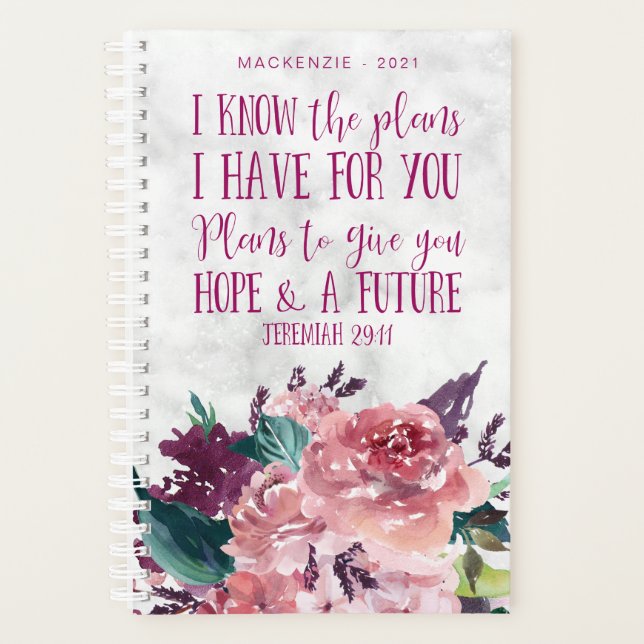 Bible chrétienne personnalisée Verse Marbre floral (Devant)
