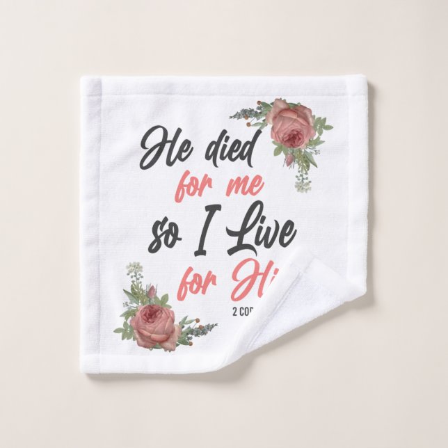 Bible chrétienne Verse 2 Corinthiens 5:15 Rose (Gant de toilette)