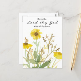 Bible Deuteronomy Scripture Yellow Wildblumen Postkarte
