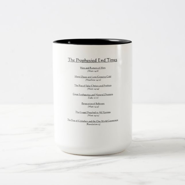 BIBLE: Die voraussichtliche Endzeit Zweifarbige Tasse (Mittel)