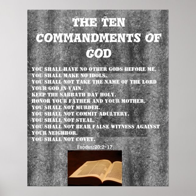 Bible Écriture Dieu 10 Commandements Poster du mur (Devant)