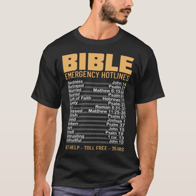 Bible Emergency Numbers Verse God Jesus Faith Chri T-Shirt (Vorderseite)