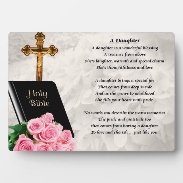 Bible et Rose - Plaque poème fille (Devant)