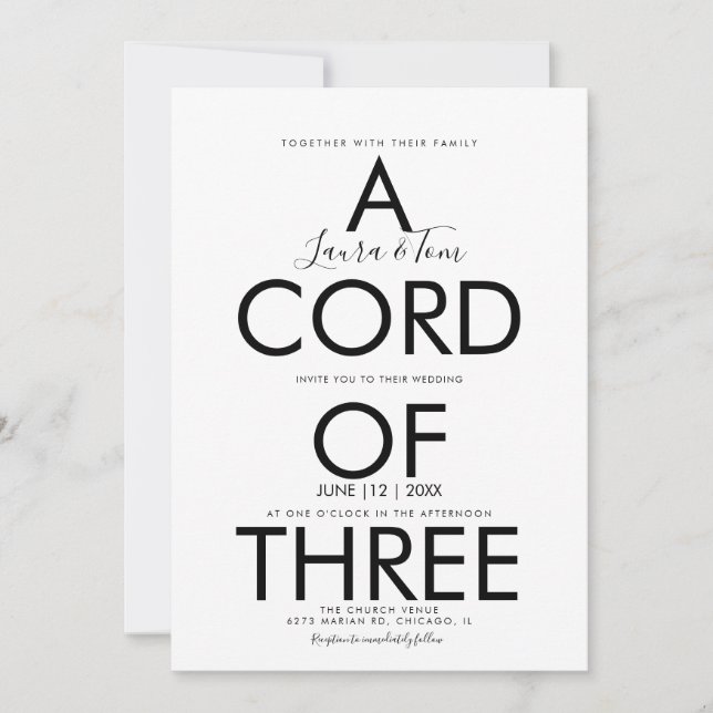 Bible Inspiration Script Typografy Wedding Einladung (Vorderseite)